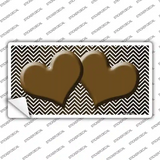 Brown White Small Chevron Hearts Oil Rubbed Novelty Sticker Decal