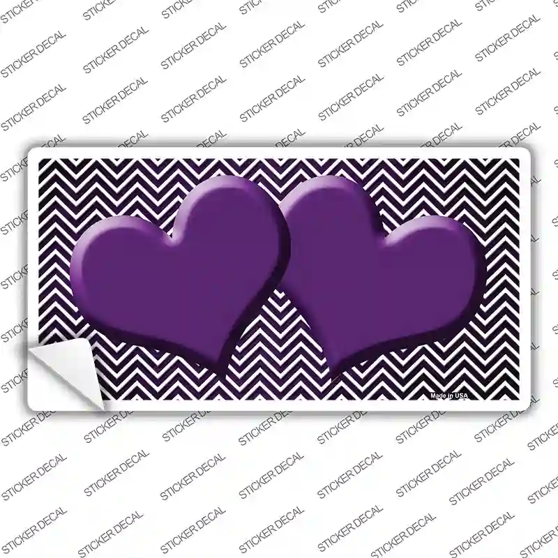 Purple White Small Chevron Hearts Oil Rubbed Novelty Sticker Decal
