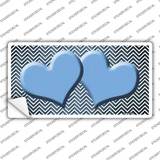Light Blue White Small Chevron Hearts Oil Rubbed Novelty Sticker Decal