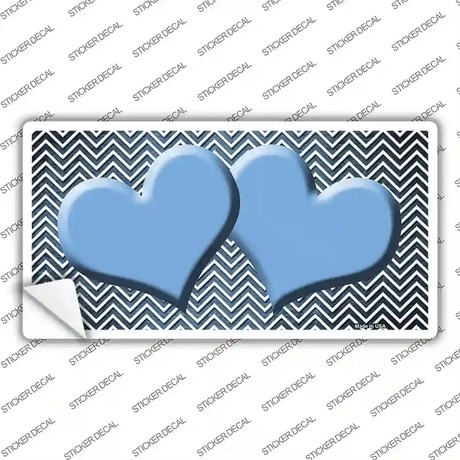 Light Blue White Small Chevron Hearts Oil Rubbed Novelty Sticker Decal