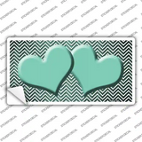 Mint White Small Chevron Hearts Oil Rubbed Novelty Sticker Decal