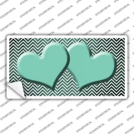 Mint White Small Chevron Hearts Oil Rubbed Novelty Sticker Decal
