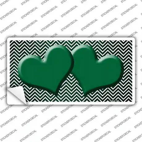 Green White Small Chevron Hearts Oil Rubbed Novelty Sticker Decal