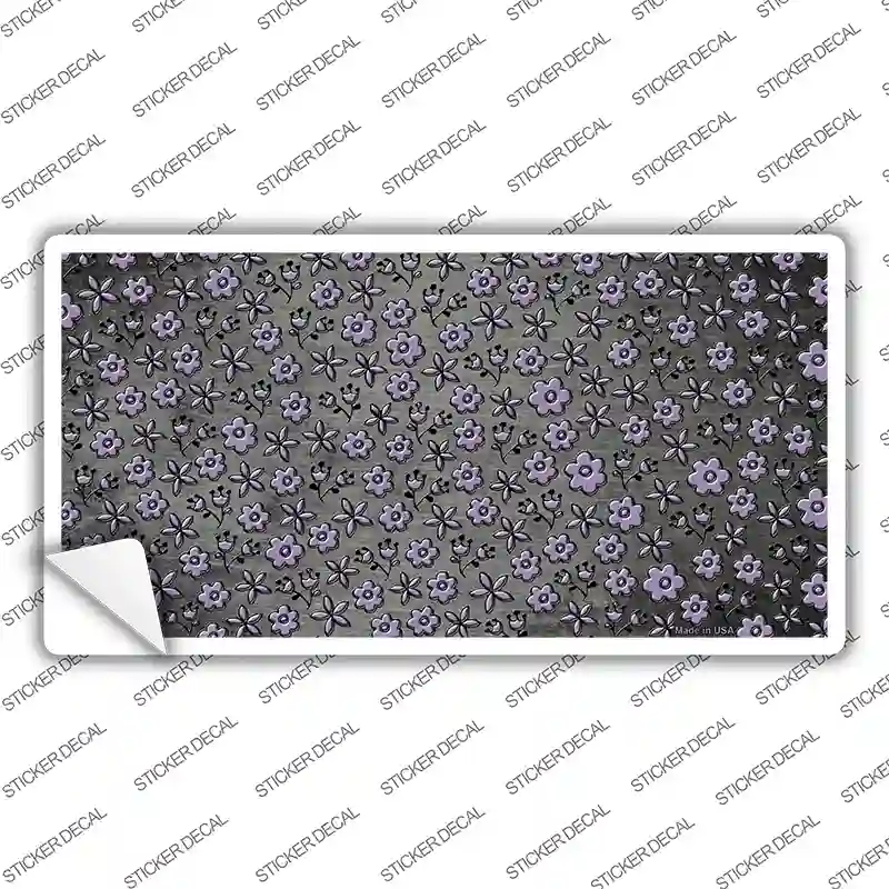 Gray Purple Flowers Oil Rubbed Novelty Sticker Decal