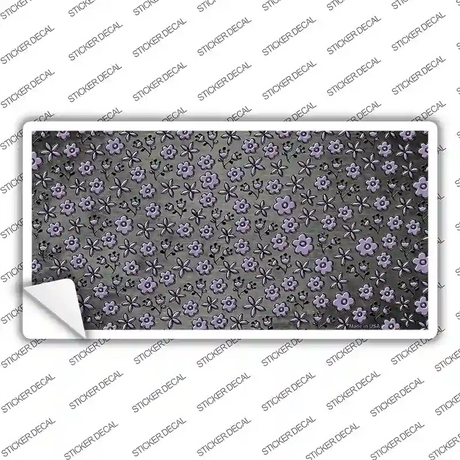 Gray Purple Flowers Oil Rubbed Novelty Sticker Decal