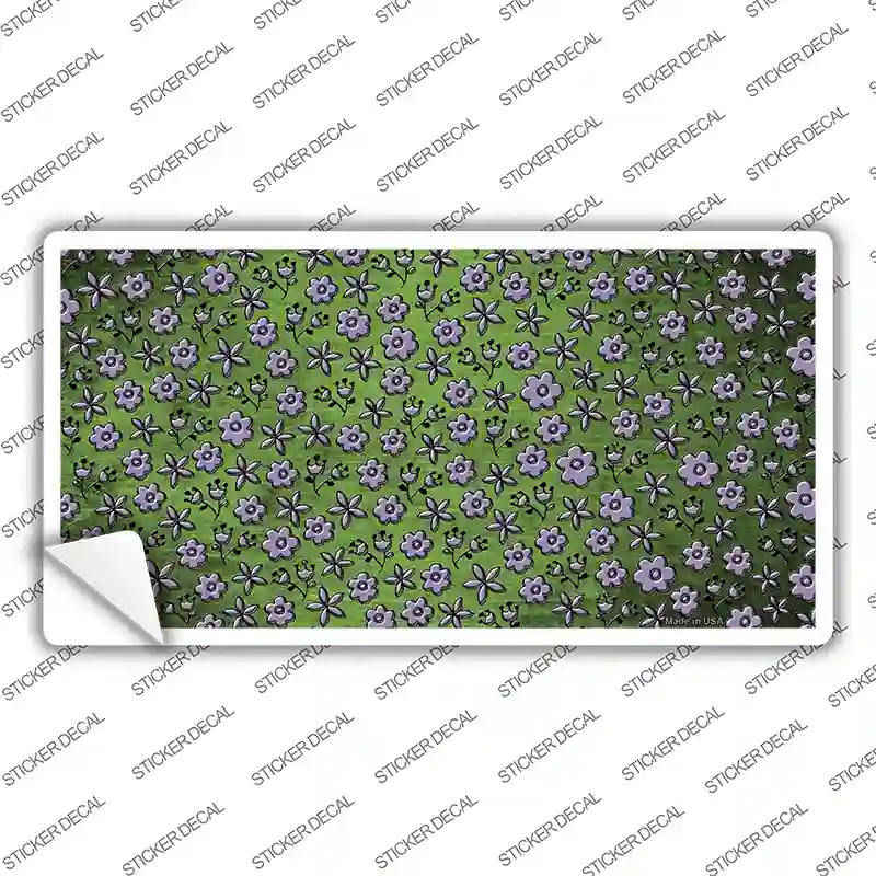 Lime Green Purple Flowers Oil Rubbed Novelty Sticker Decal
