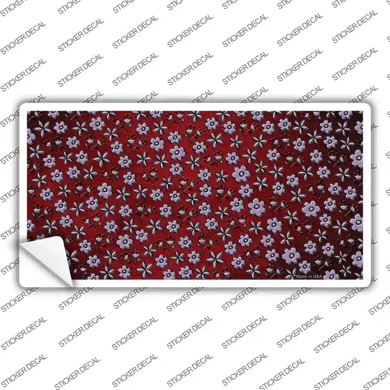 Red Purple Flowers Oil Rubbed Novelty Sticker Decal