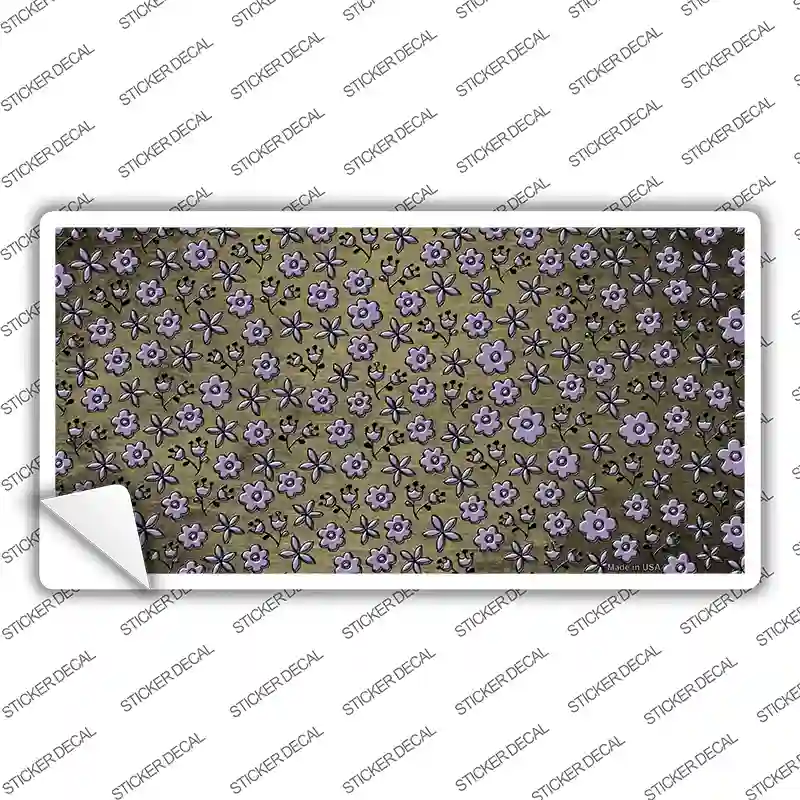 Gold Purple Flowers Oil Rubbed Novelty Sticker Decal