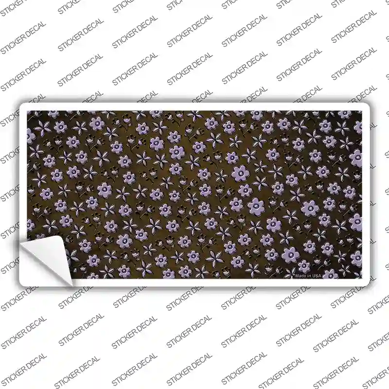 Brown Purple Flowers Oil Rubbed Novelty Sticker Decal
