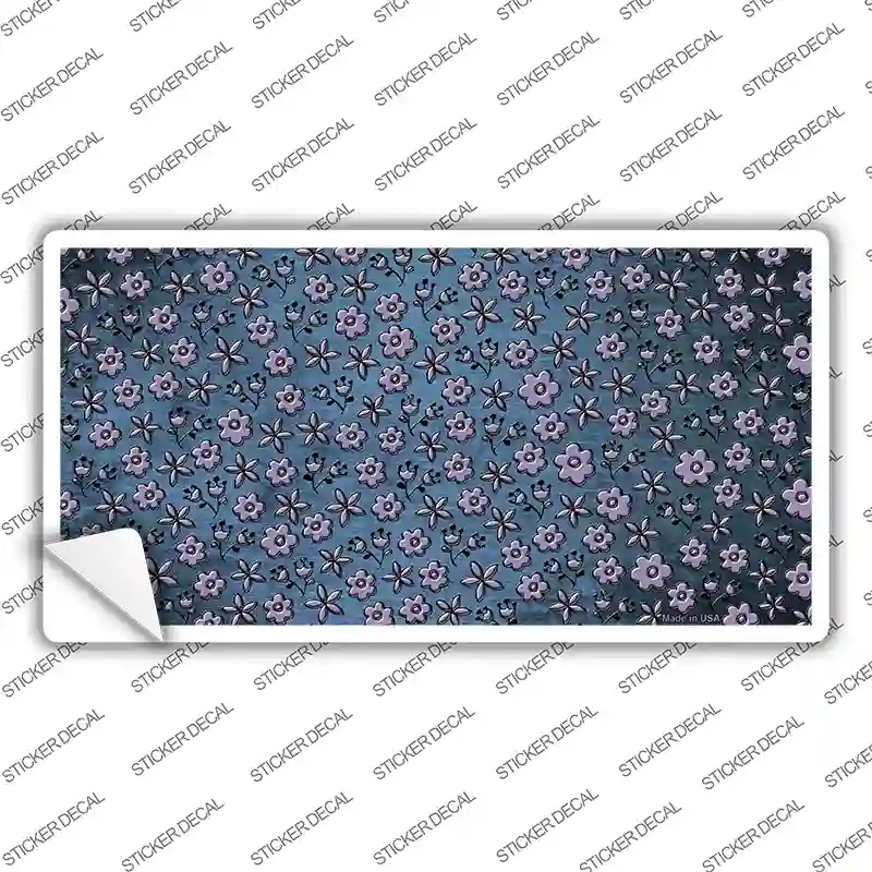 Light Blue Purple Flowers Oil Rubbed Novelty Sticker Decal