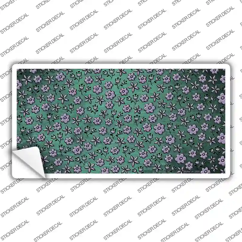 Mint Purple Flowers Oil Rubbed Novelty Sticker Decal