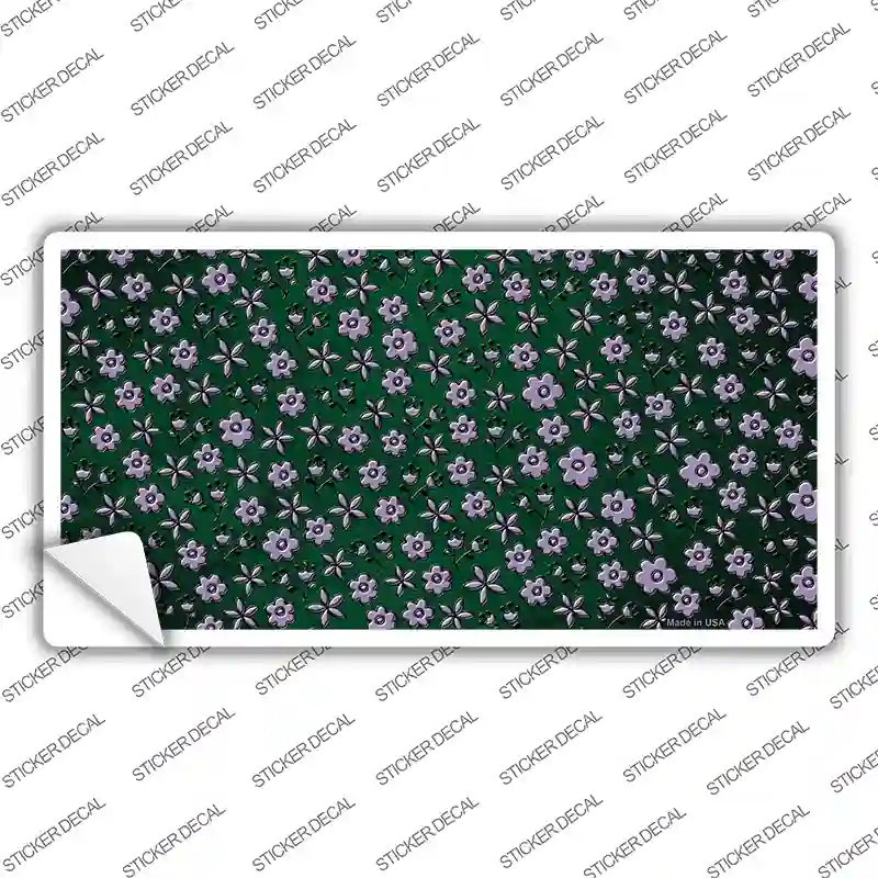 Green Purple Flowers Oil Rubbed Novelty Sticker Decal