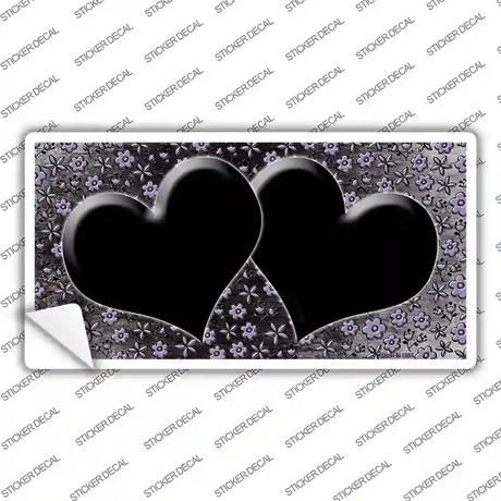 Black Purple Flowers Hearts Oil Rubbed Novelty Sticker Decal