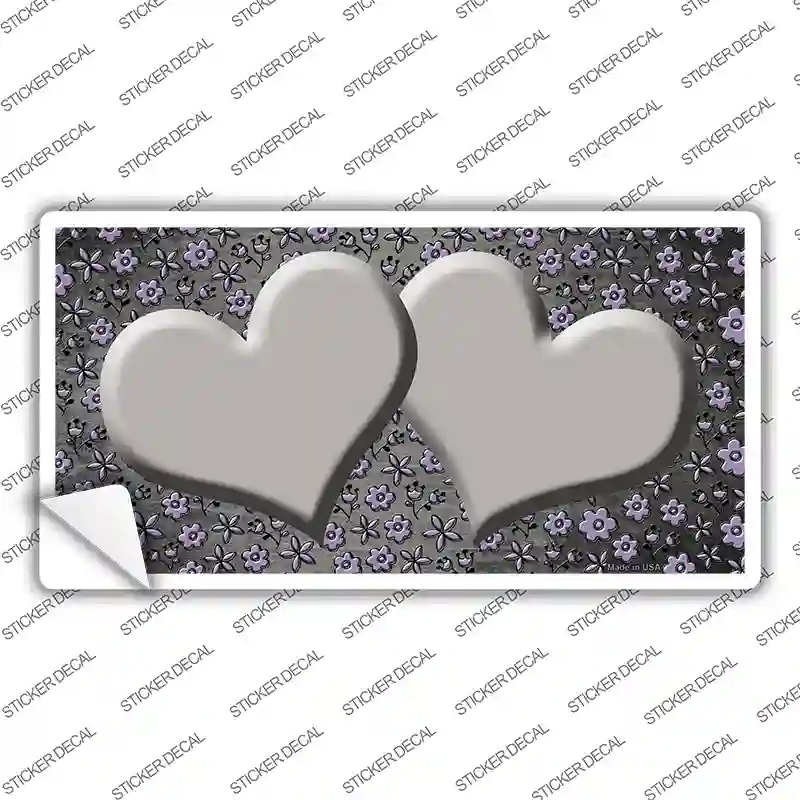Gray Purple Flowers Hearts Oil Rubbed Novelty Sticker Decal