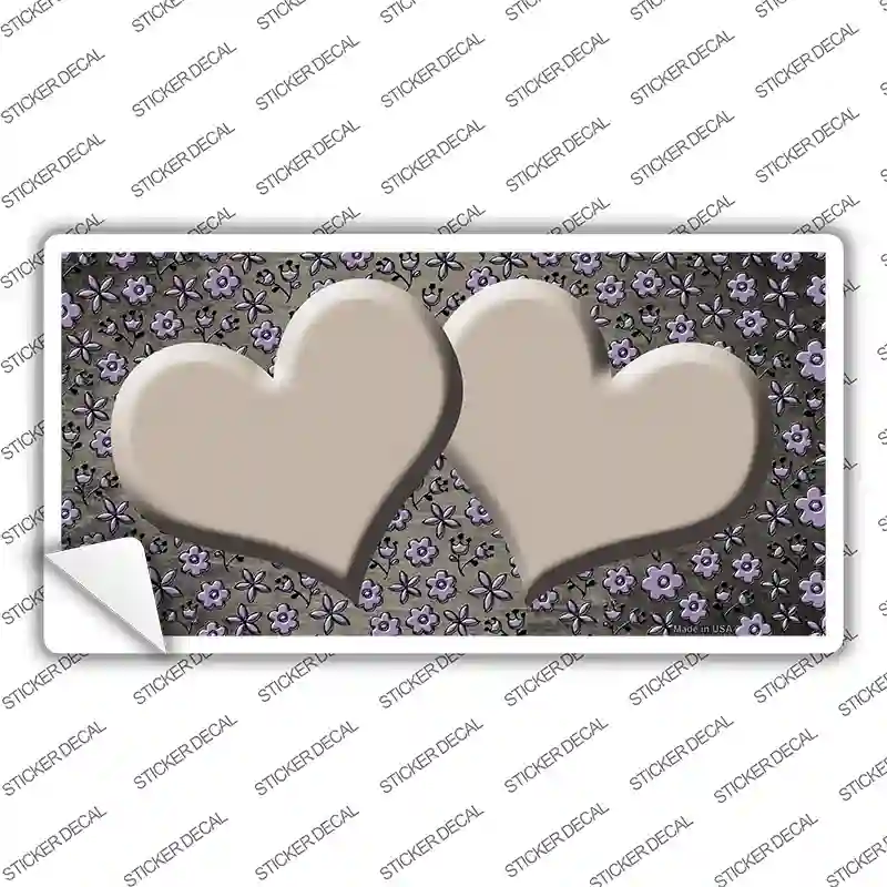 Tan Purple Flowers Hearts Oil Rubbed Novelty Sticker Decal