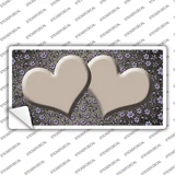 Tan Purple Flowers Hearts Oil Rubbed Novelty Sticker Decal