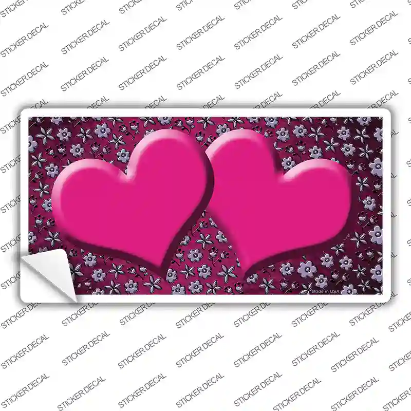Pink Purple Flowers Hearts Oil Rubbed Novelty Sticker Decal
