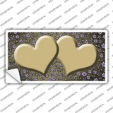 Gold Purple Flowers Hearts Oil Rubbed Novelty Sticker Decal