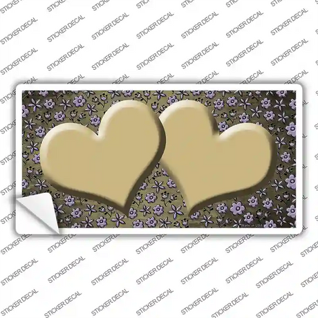 Gold Purple Flowers Hearts Oil Rubbed Novelty Sticker Decal