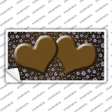 Brown Purple Flowers Hearts Oil Rubbed Novelty Sticker Decal