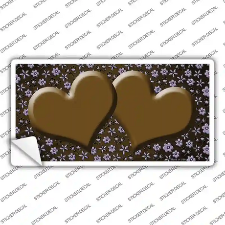 Brown Purple Flowers Hearts Oil Rubbed Novelty Sticker Decal