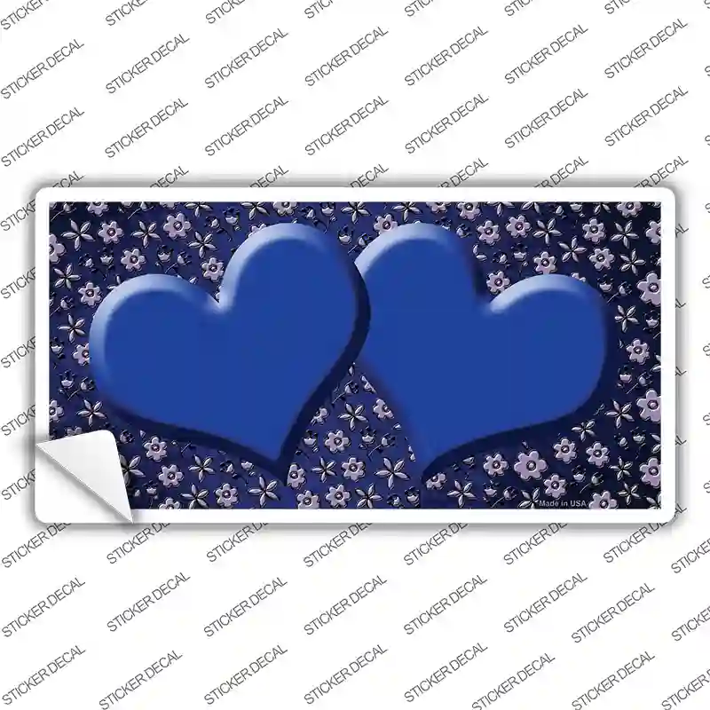Blue Purple Flowers Hearts Oil Rubbed Novelty Sticker Decal