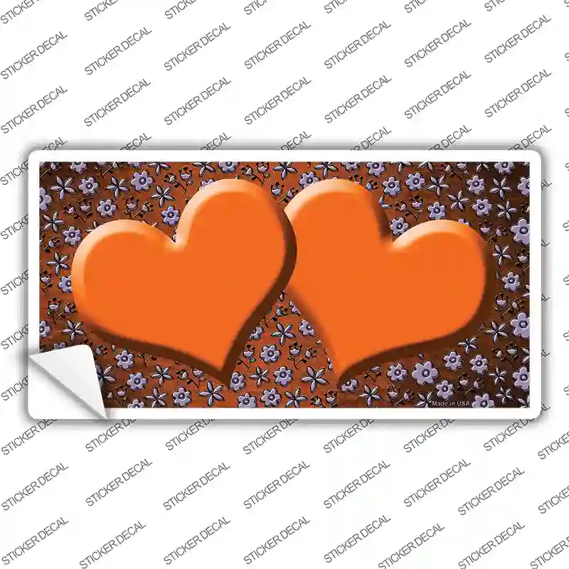 Orange Purple Flowers Hearts Oil Rubbed Novelty Sticker Decal
