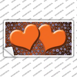 Orange Purple Flowers Hearts Oil Rubbed Novelty Sticker Decal