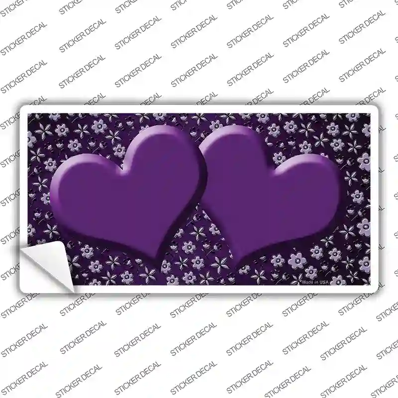 Purple Flowers Hearts Oil Rubbed Novelty Sticker Decal