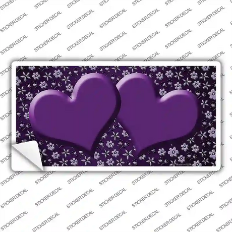 Purple Flowers Hearts Oil Rubbed Novelty Sticker Decal