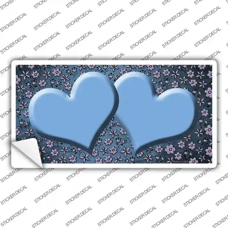 Light Blue Purple Flowers Hearts Oil Rubbed Novelty Sticker Decal