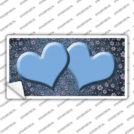 Light Blue Purple Flowers Hearts Oil Rubbed Novelty Sticker Decal
