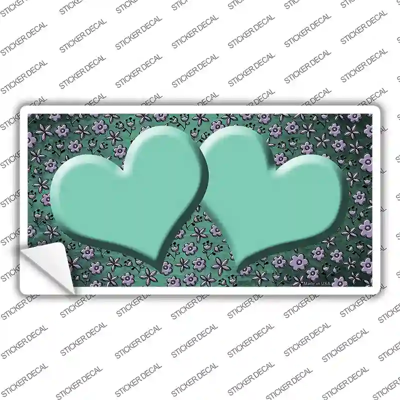 Mint Purple Flowers Hearts Oil Rubbed Novelty Sticker Decal
