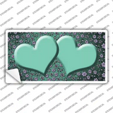 Mint Purple Flowers Hearts Oil Rubbed Novelty Sticker Decal