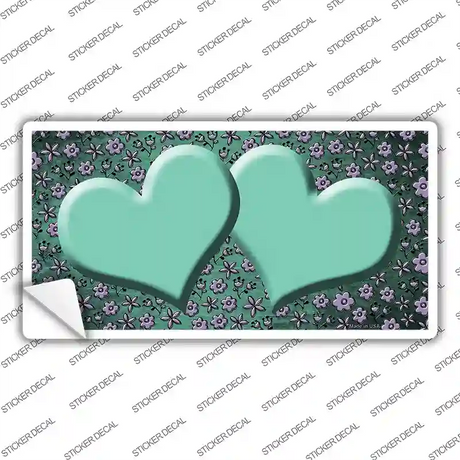 Mint Purple Flowers Hearts Oil Rubbed Novelty Sticker Decal