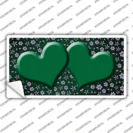 Green Purple Flowers Hearts Oil Rubbed Novelty Sticker Decal