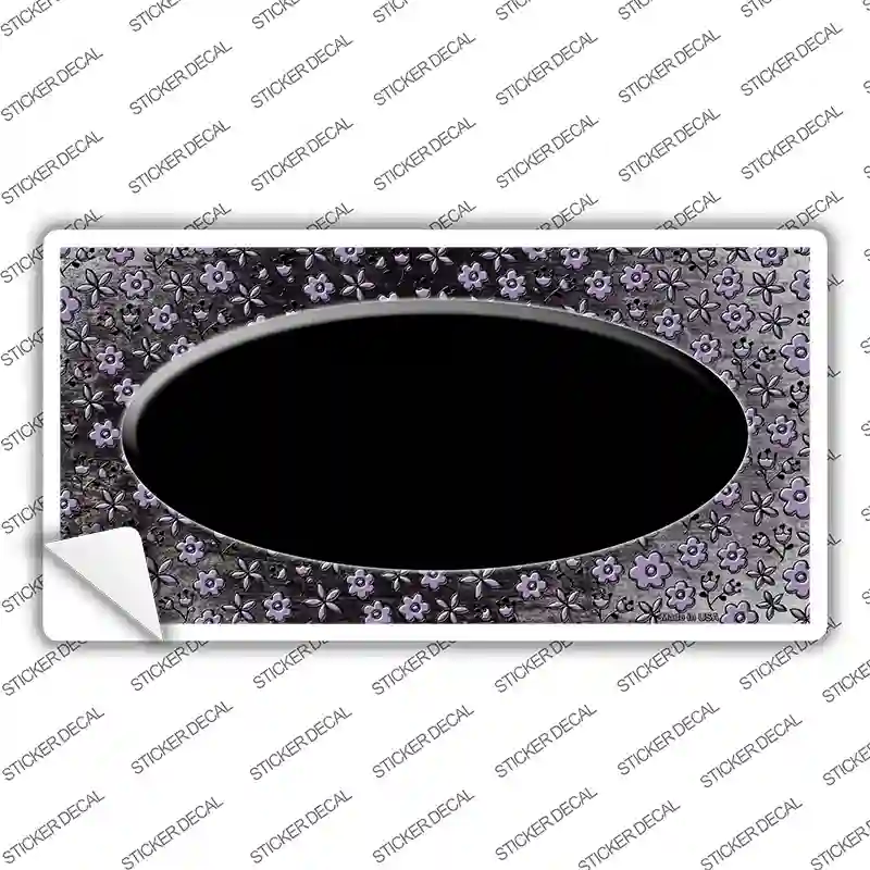 Black Purple Flowers Oval Oil Rubbed Novelty Sticker Decal