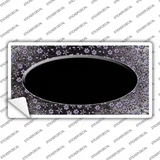 Black Purple Flowers Oval Oil Rubbed Novelty Sticker Decal
