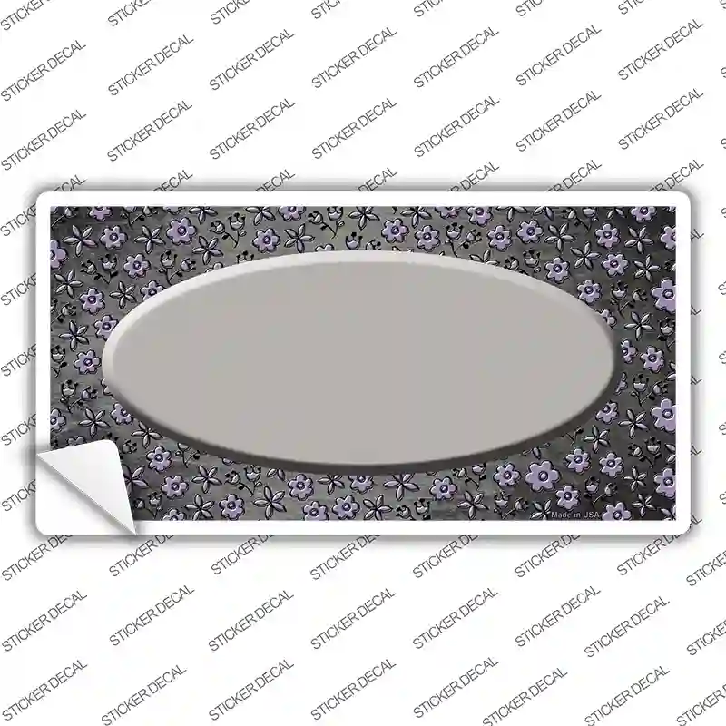 Gray Purple Flowers Oval Oil Rubbed Novelty Sticker Decal
