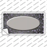 Gray Purple Flowers Oval Oil Rubbed Novelty Sticker Decal