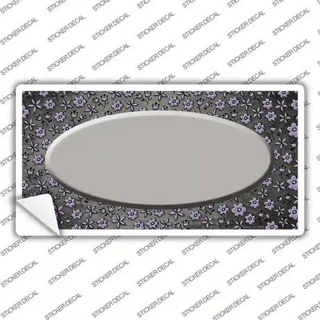 Gray Purple Flowers Oval Oil Rubbed Novelty Sticker Decal