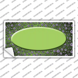 Lime Green Purple Flowers Oval Oil Rubbed Novelty Sticker Decal