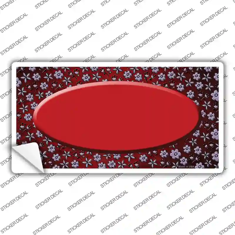 Red Purple Flowers Oval Oil Rubbed Novelty Sticker Decal