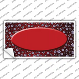Red Purple Flowers Oval Oil Rubbed Novelty Sticker Decal
