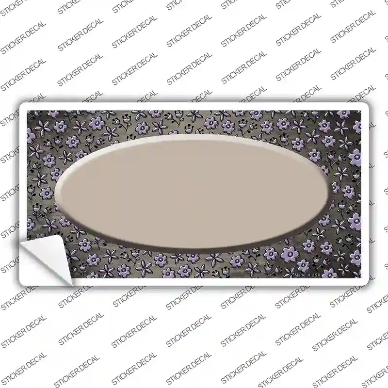 Tan Purple Flowers Oval Oil Rubbed Novelty Sticker Decal