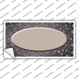 Tan Purple Flowers Oval Oil Rubbed Novelty Sticker Decal