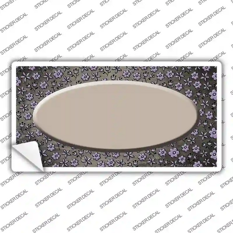 Tan Purple Flowers Oval Oil Rubbed Novelty Sticker Decal