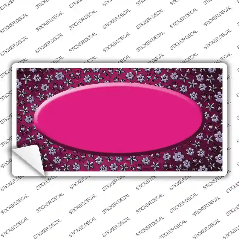 Pink Purple Flowers Oval Oil Rubbed Novelty Sticker Decal