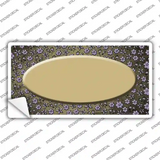 Gold Purple Flowers Oval Oil Rubbed Novelty Sticker Decal