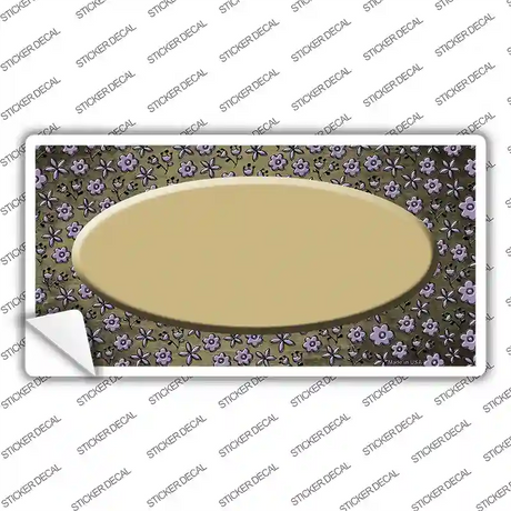 Gold Purple Flowers Oval Oil Rubbed Novelty Sticker Decal